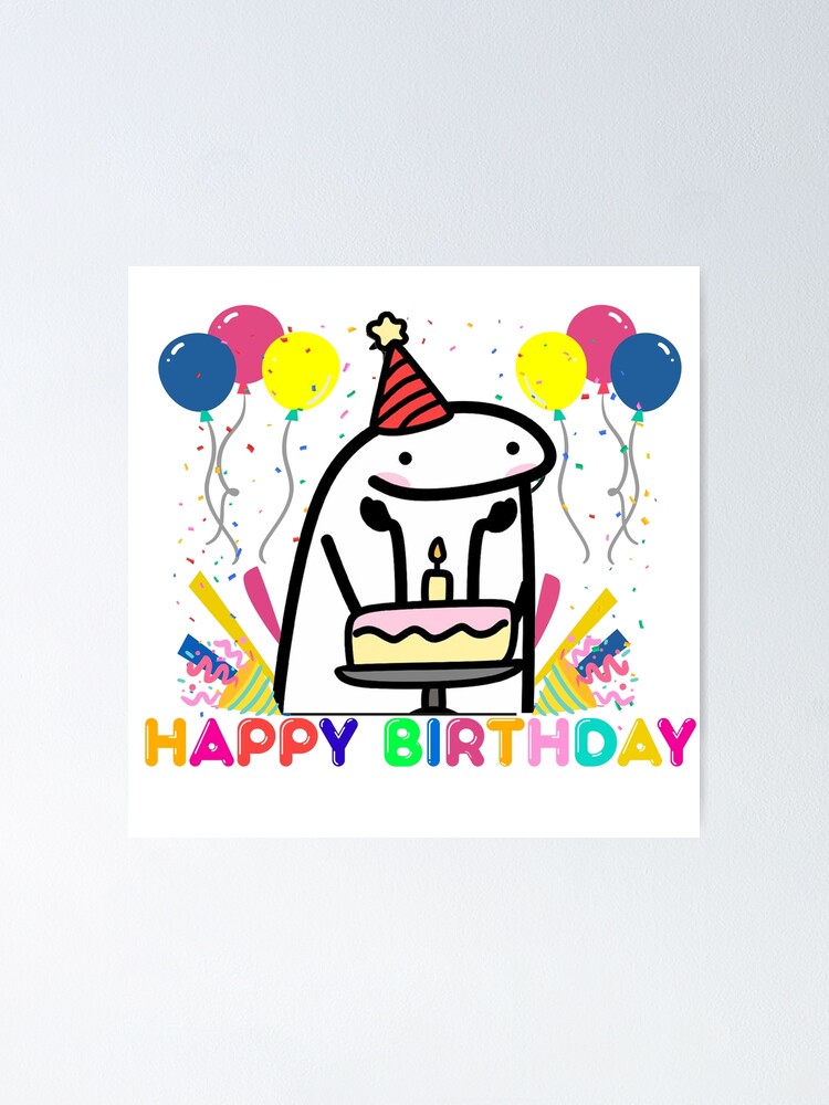 Flork cake Happy birthday meme Mounted Print for Sale by