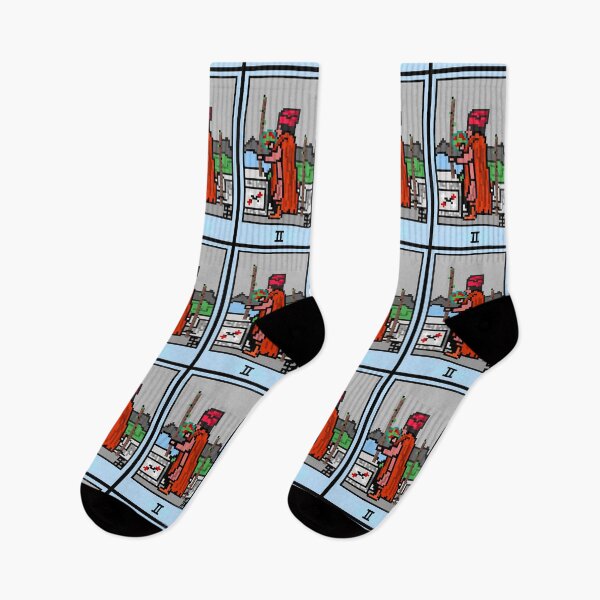 Item preview, Wait, is this pixel art tarot? White - Minor Arcana 'Two of Wands' (Design for T-shirt, stickers and other accessories) designed and sold by Pixel Waite.