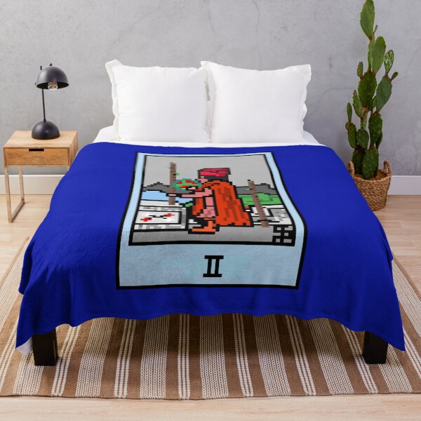 Item preview, Wait, is this pixel art tarot? Blue - Minor Arcana 'Two of Wands' (Design for T-shirt, stickers and other accessories) designed and sold by Pixel Waite.
