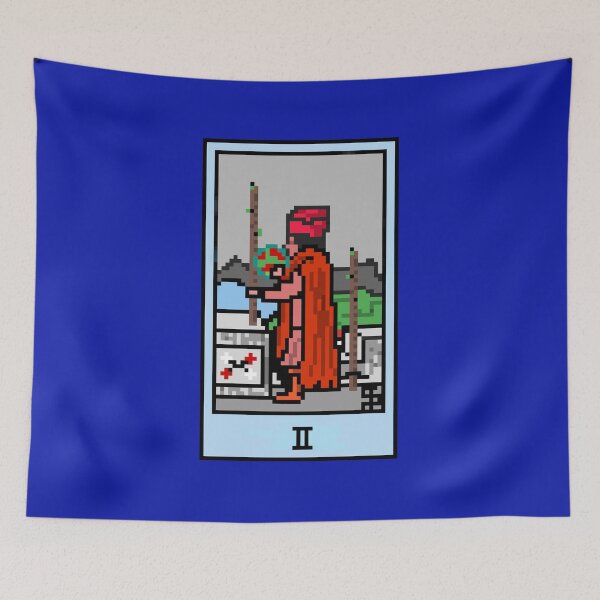 Item preview, Wait, is this pixel art tarot? Blue - Minor Arcana 'Two of Wands' (Design for T-shirt, stickers and other accessories) designed and sold by Pixel Waite.