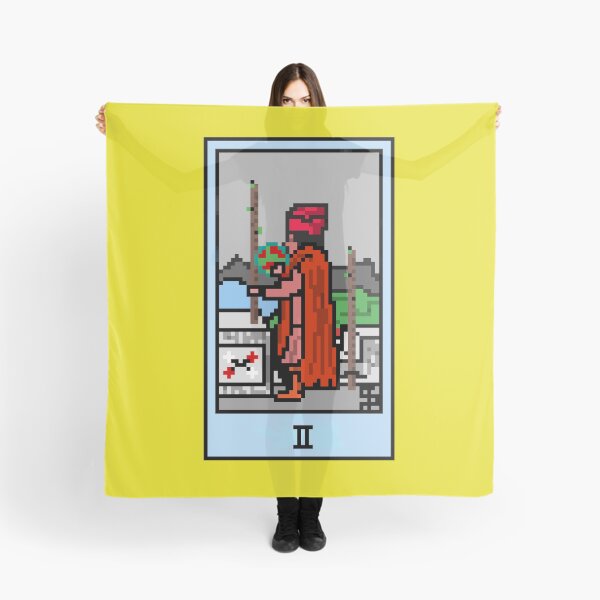Item preview, Wait, is this pixel art tarot? Yellow - Minor Arcana 'Two of Wands' (Design for T-shirt, stickers and other accessories) designed and sold by Pixel Waite.