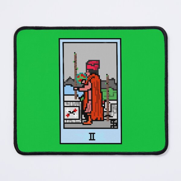 Item preview, Wait, is this pixel art tarot? Green - Minor Arcana 'Two of Wands' (Design for T-shirt, stickers and other accessories) designed and sold by Pixel Waite.