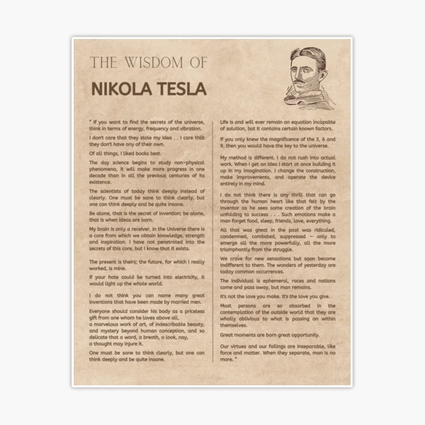 Nikola Tesla Quotes." Sticker for Sale by LaziniArts | Redbubble