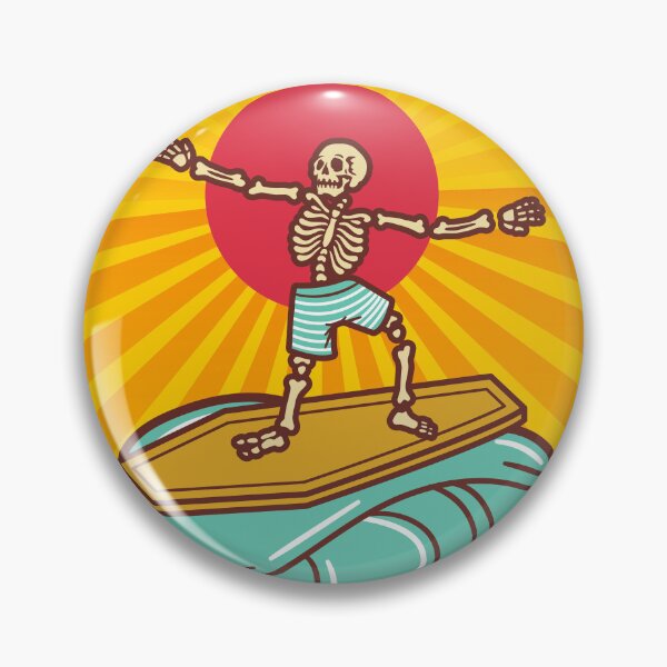 Item preview, Surfing Skeleton on Coffin Surfboard: Japanese Inspired Sunset 4 designed and sold by OutofFocusShop.