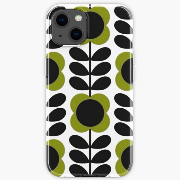 orla kiely multi stem,olive green,black, white, orla kiely design iPhone Soft Case
