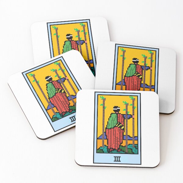 Item preview, Wait, is this pixel art tarot? White - Minor Arcana 'Three of Wands' (Design for T-shirt, stickers and other accessories) designed and sold by Pixel Waite.