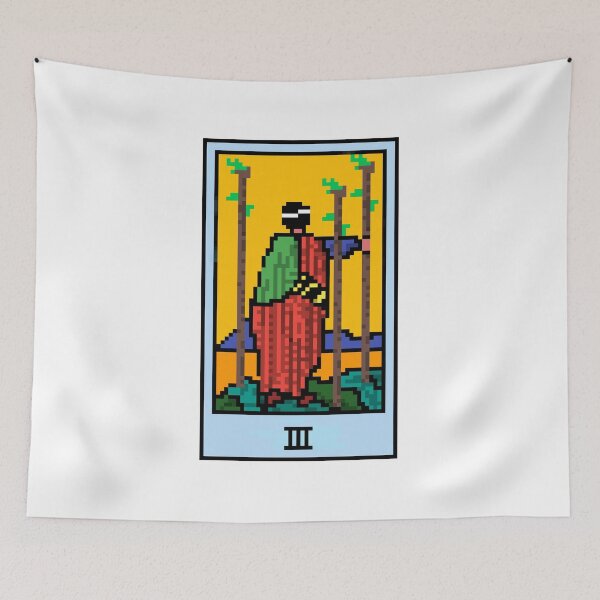 Item preview, Wait, is this pixel art tarot? White - Minor Arcana 'Three of Wands' (Design for T-shirt, stickers and other accessories) designed and sold by Pixel Waite.