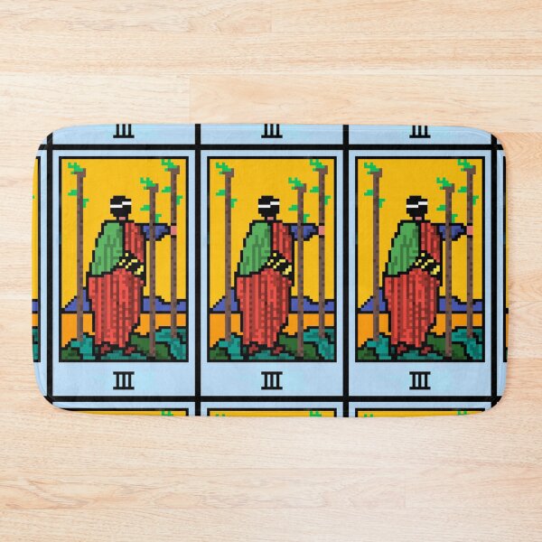 Item preview, Wait, is this pixel art tarot? White - Minor Arcana 'Three of Wands' (Design for T-shirt, stickers and other accessories) designed and sold by Pixel Waite.