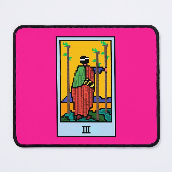 Item preview, Wait, is this pixel art tarot? Pink - Minor Arcana 'Three of Wands' (Design for T-shirt, stickers and other accessories) designed and sold by Pixel Waite.