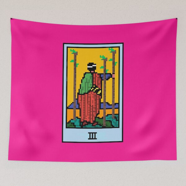 Item preview, Wait, is this pixel art tarot? Pink - Minor Arcana 'Three of Wands' (Design for T-shirt, stickers and other accessories) designed and sold by Pixel Waite.