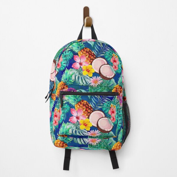 Item preview, Tropical pineapple exotic botanical illustration, coconuts, pineapples, floral tropical fruits,botanical pattern, blue fruit pattern designed and sold by ZeinabTaha.