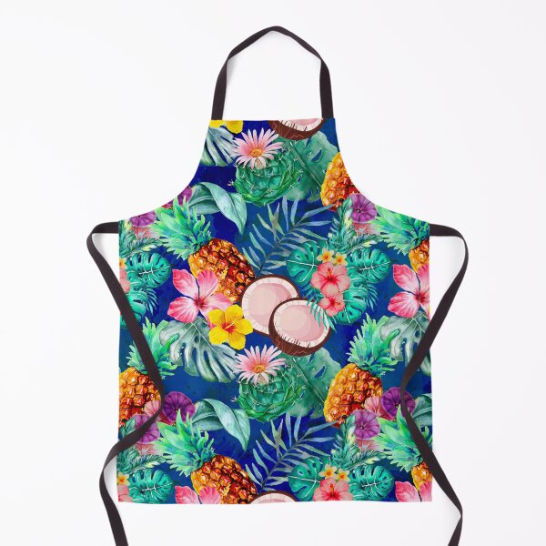 Item preview, Tropical pineapple exotic botanical illustration, coconuts, pineapples, floral tropical fruits,botanical pattern, blue fruit pattern designed and sold by ZeinabTaha.