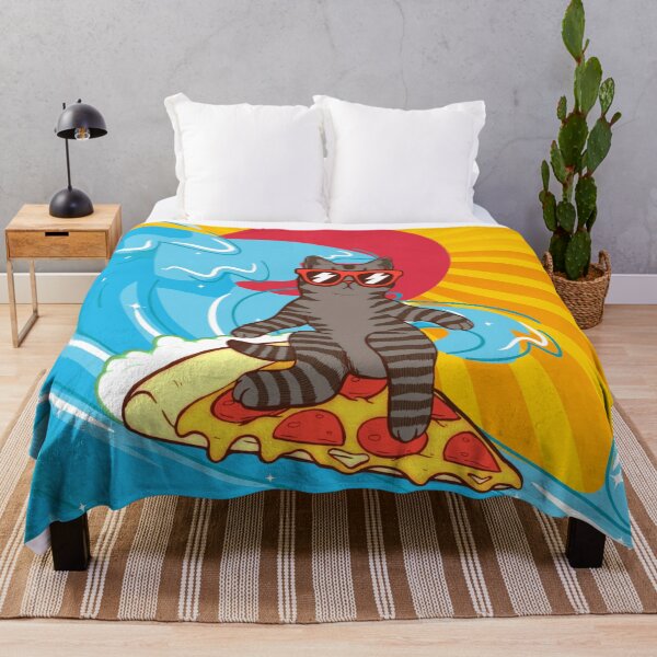 Item preview, Surfing Tabby Cat on Pizza: Japanese Inspired Sunset 3 designed and sold by OutofFocusShop.