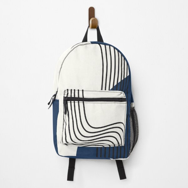 Item preview, Mid century modern line pattern in blue designed and sold by CherieTree.