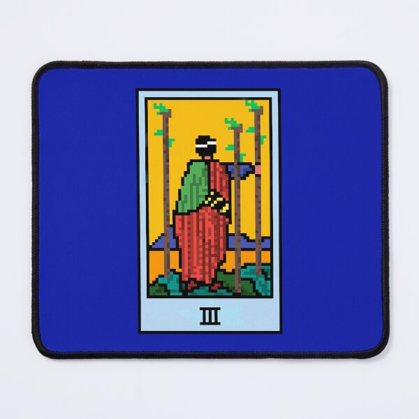 Item preview, Wait, is this pixel art tarot? Blue - Minor Arcana 'Three of Wands' (Design for T-shirt, stickers and other accessories) designed and sold by Pixel Waite.