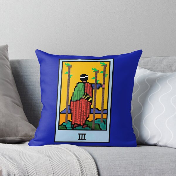 Item preview, Wait, is this pixel art tarot? Blue - Minor Arcana 'Three of Wands' (Design for T-shirt, stickers and other accessories) designed and sold by Pixel Waite.
