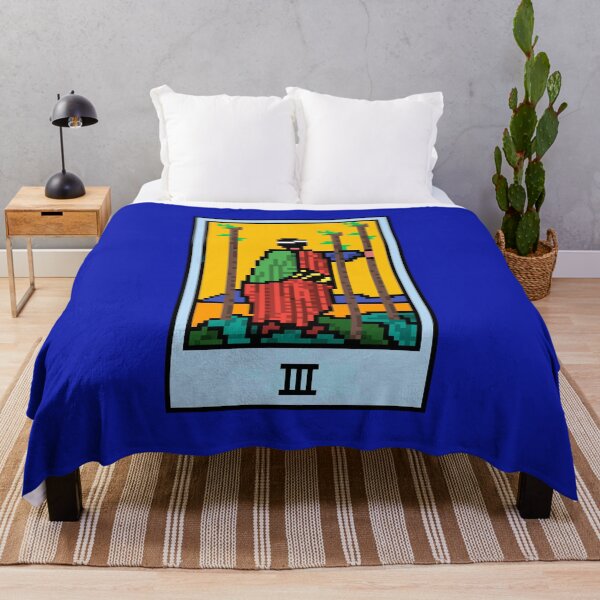 Item preview, Wait, is this pixel art tarot? Blue - Minor Arcana 'Three of Wands' (Design for T-shirt, stickers and other accessories) designed and sold by Pixel Waite.