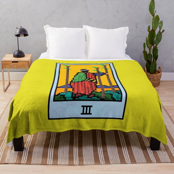 Item preview, Wait, is this pixel art tarot? Yellow - Minor Arcana 'Three of Wands' (Design for T-shirt, stickers and other accessories) designed and sold by Pixel Waite.