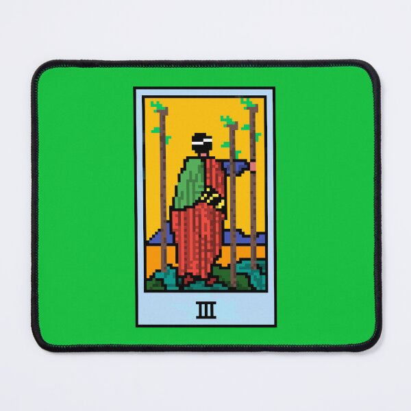 Item preview, Wait, is this pixel art tarot? Green - Minor Arcana 'Three of Wands' (Design for T-shirt, stickers and other accessories) designed and sold by Pixel Waite.