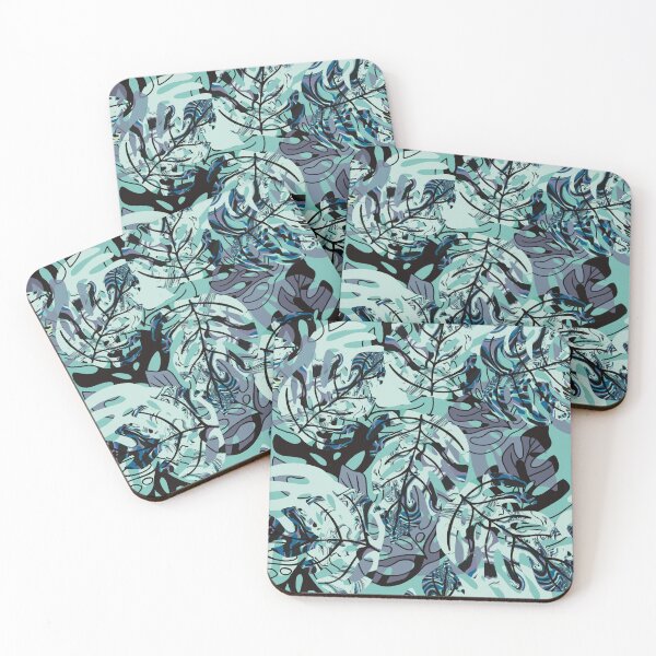 Item preview, Aqua monstera- tropical leaves designed and sold by SisterlyLove.