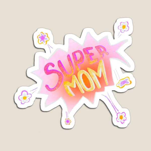 Aperçu de l'œuvre Super maman néon coloré lettrage à la main créée et vendue par OneLook.