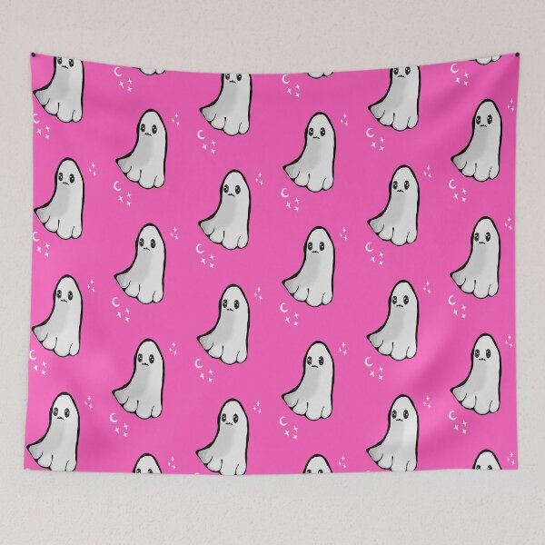 Item preview, Hot Pink Background Cute spooky ghost  designed and sold by DemonicGloom.