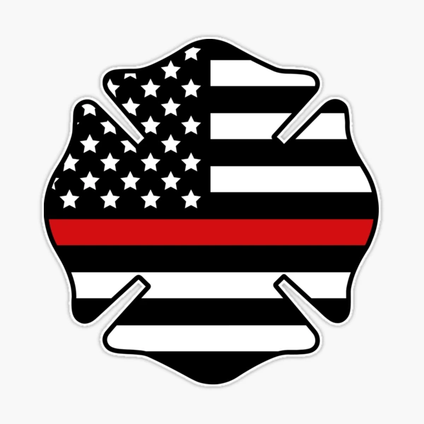 Maltese Thin Red Line USA Flag Tattered - 4 Sticker — Fireman Up