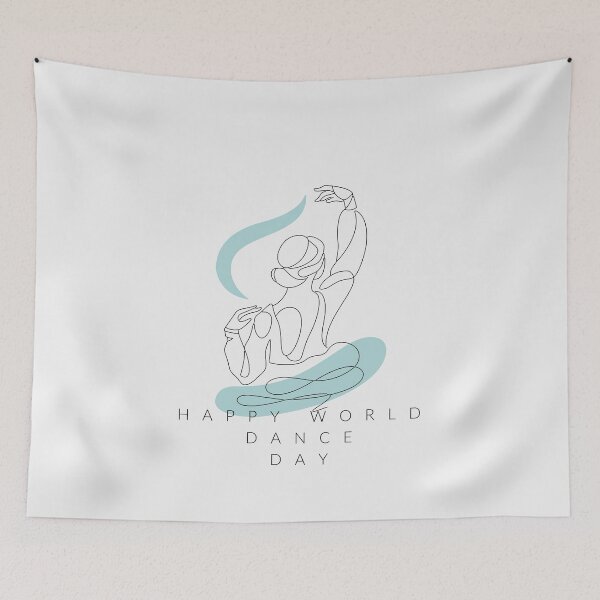 Item preview, Happy world dance day ballerina line art design blue shapes designed and sold by M-Infinite.
