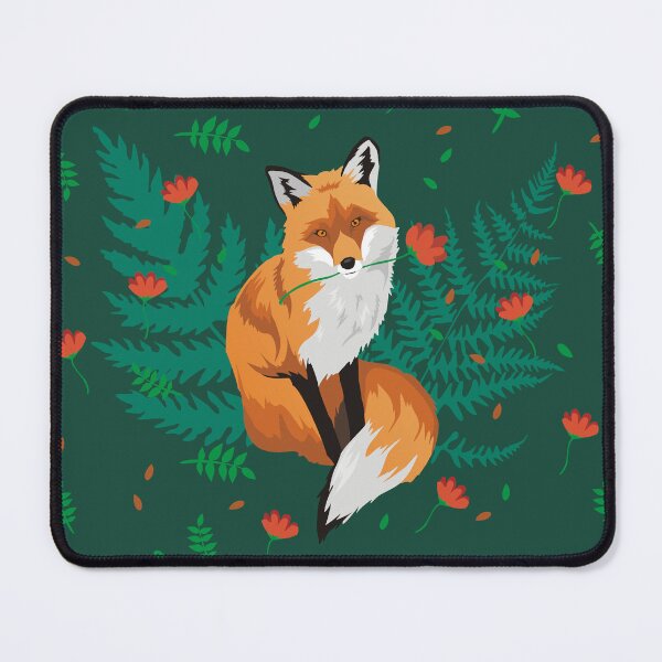 Item preview, cute fox with flower on green background designed and sold by Arctia.
