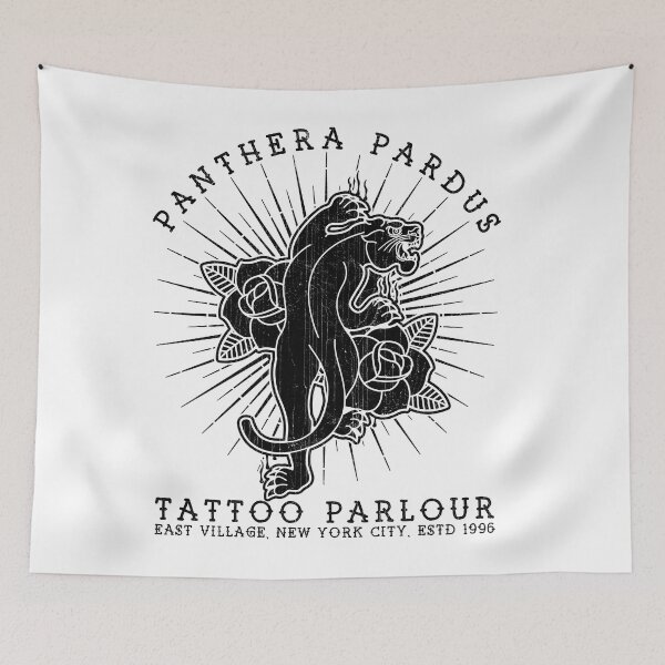 Item preview, Panthera Pardus, Old School Panther and Roses Tattoo Studio in New York designed and sold by Proverbial Wisdom Design.