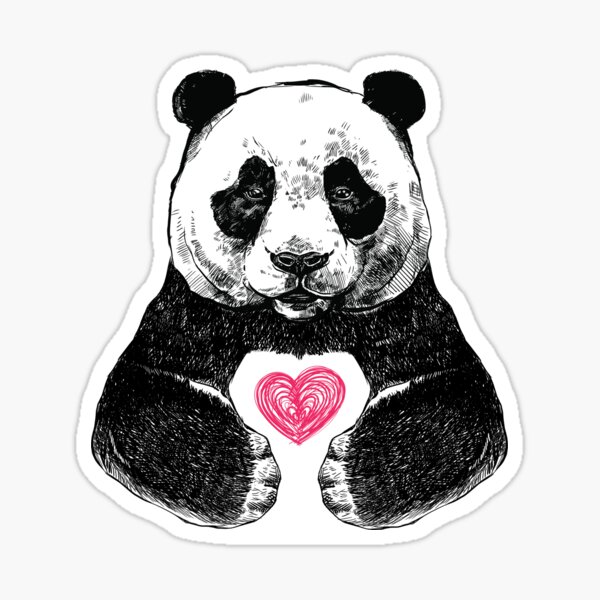 Stickers Sur Le Theme Panda Mignon Et Kawaii Avec Un Coeur Redbubble