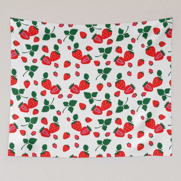Item preview, Red strawberry fruit  and leaves pattern designed and sold by Cheni-Yathri.