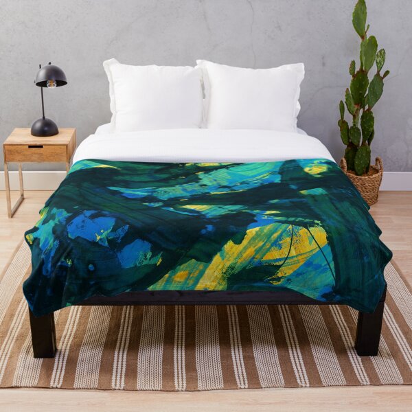 Aperçu de l'œuvre Attaque de peinture abstraite (version bleu vert) créée et vendue par FuRanKuStudio.