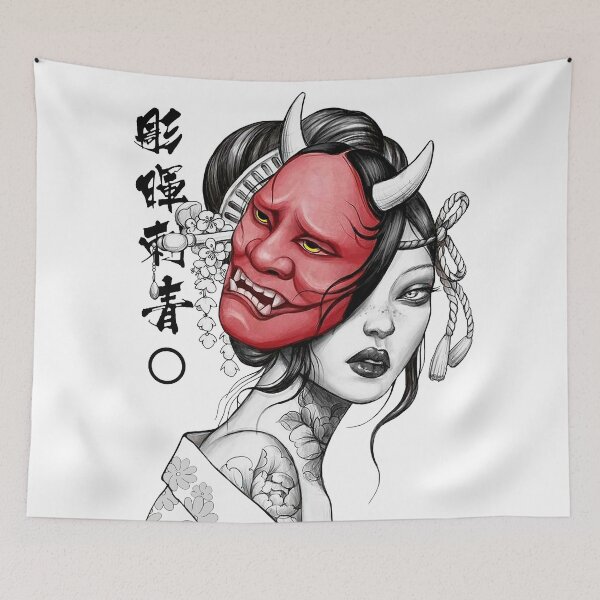 Item preview, Japanese Geisha Oni Demon Mask designed and sold by OWLvision33.