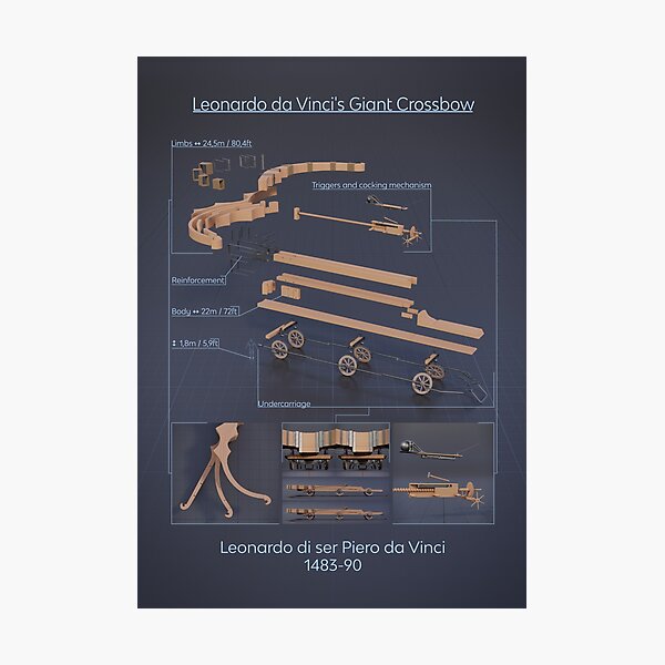 Da Vinci's Giant Crossbow - infographics Photographic Print