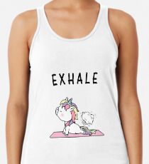 Exhale Unicorn Yoga Fart Racerback Tank Top