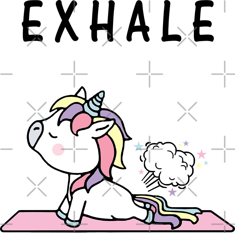 Exhale Unicorn Yoga Fart Stickers By Blonya Redbubble