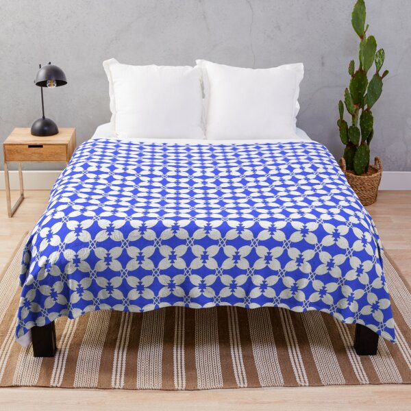 Item preview, blue and white geometric flower petal designed and sold by inkbearblue.