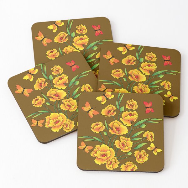 Item preview, Yellow Flowers and Butterfly - Poppy designed and sold by miljuvarghese.