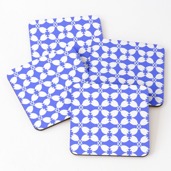 Item preview, blue and white geometric flower petal designed and sold by inkbearblue.