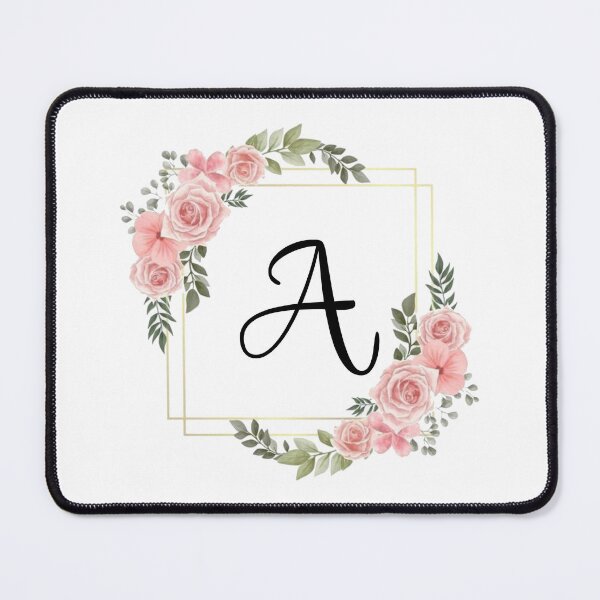 Item preview, Monogram Letter A | Pink Floral Design with Gold Edges designed and sold by JustSeasons.