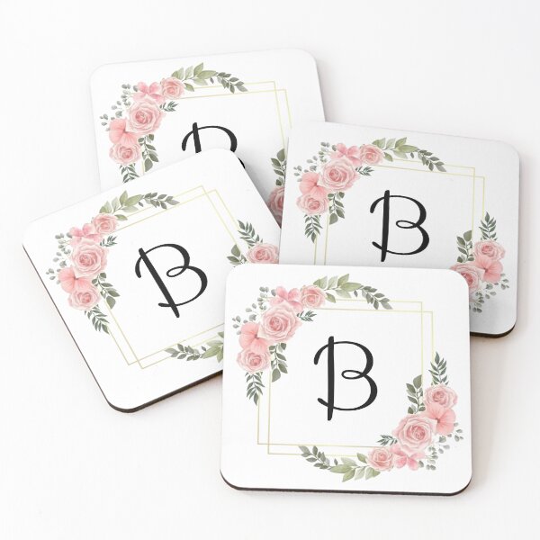 Item preview, Monogram Letter B | Pink Floral Design with Gold Edges designed and sold by JustSeasons.
