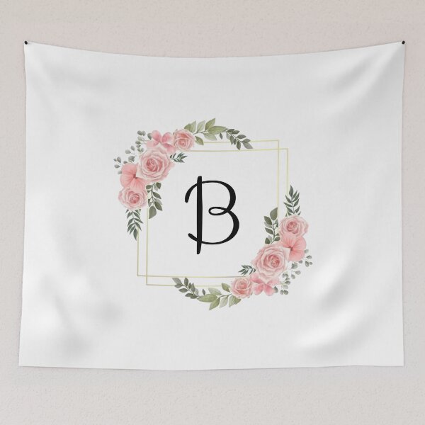 Item preview, Monogram Letter B | Pink Floral Design with Gold Edges designed and sold by JustSeasons.