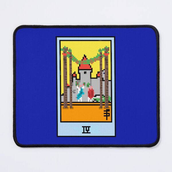 Item preview, Wait, is this pixel art tarot? Blue - Minor Arcana 'Four of Wands' (Design for T-shirt, stickers and other accessories) designed and sold by Pixel Waite.