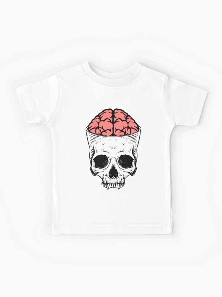 Skull with Brain illustration Sticker / t-shirt  Kids T-Shirt for Sale by  zahirshop