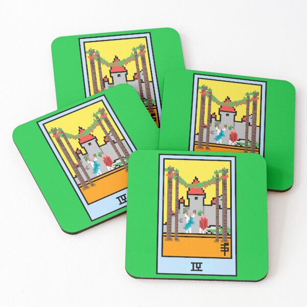 Item preview, Wait, is this pixel art tarot? Green - Minor Arcana 'Four of Wands' (Design for T-shirt, stickers and other accessories) designed and sold by Pixel Waite.