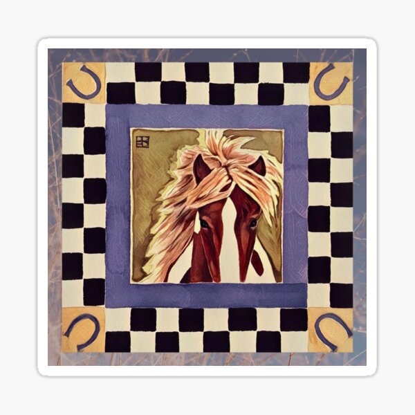 Item preview, Wild Pony Portrait in check border  designed and sold by oh-bi-me.