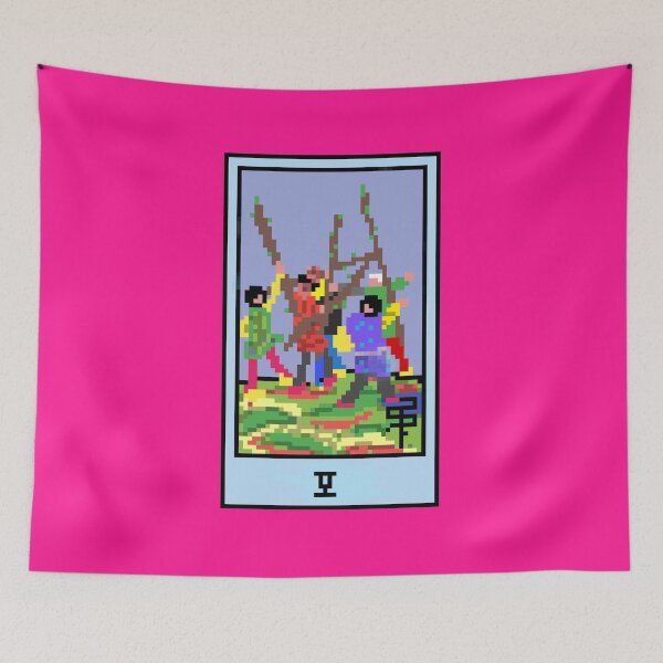 Item preview, Wait, is this pixel art tarot? Pink - Minor Arcana 'Five of Wands' (Design for T-shirt, stickers and other accessories) designed and sold by Pixel Waite.