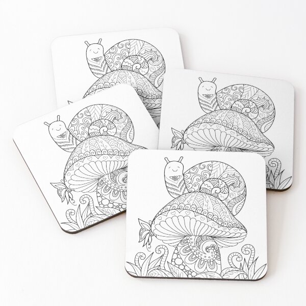 Item preview, Snail on Mushroom Zen tangle mollusks snail lover slug cute snails cottage core I love snails designed and sold by madeulaugh.