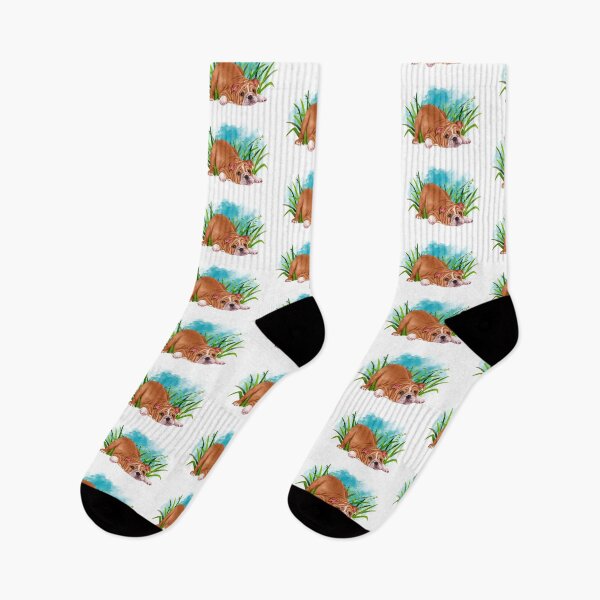 Item preview, Bulldog Playing in Grass designed and sold by ChelleCreate.